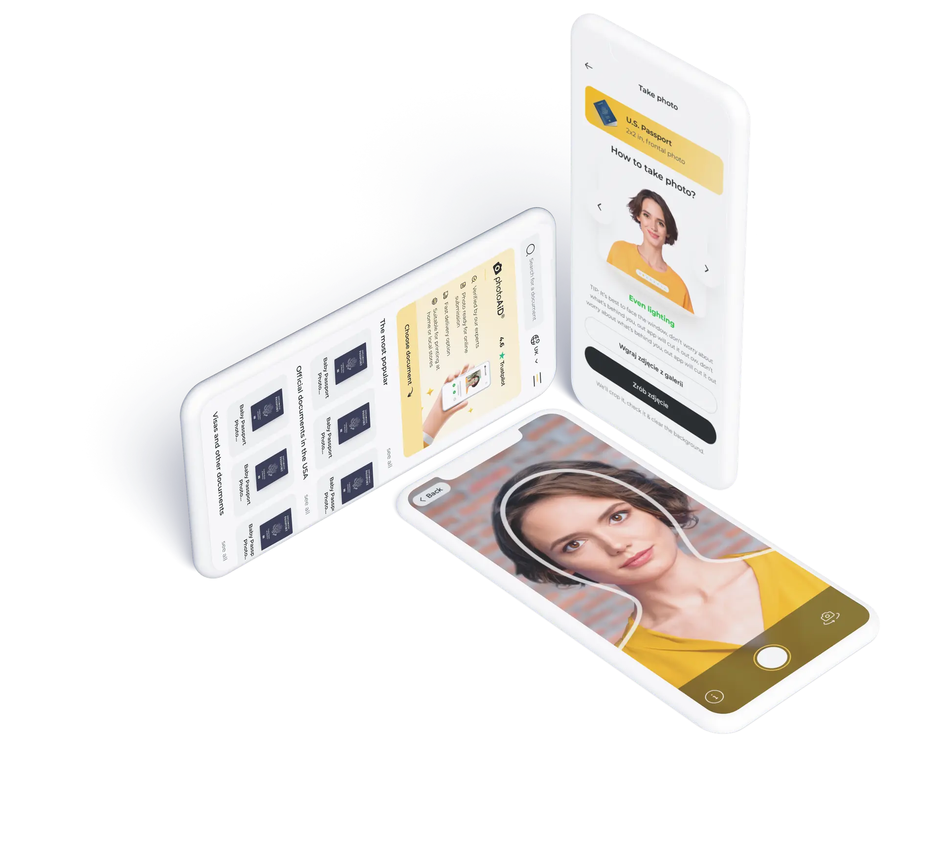 Passport photo app on phone