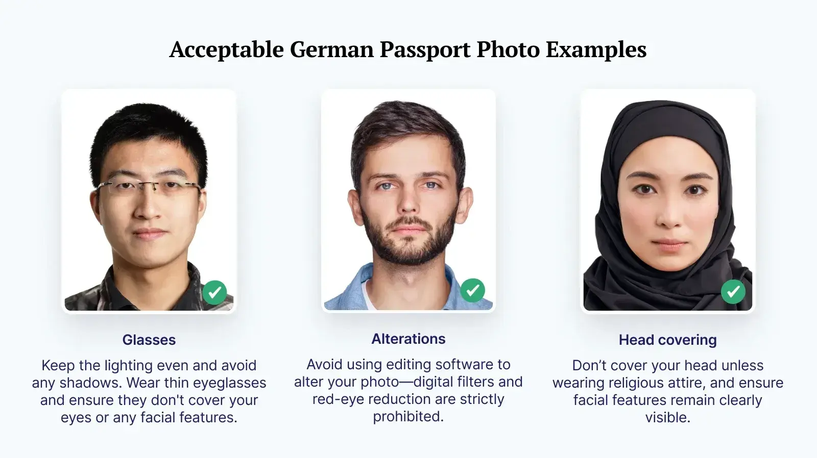 German passport photo examples