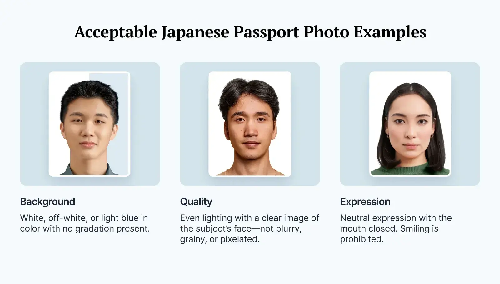 Japanese passport photo examples