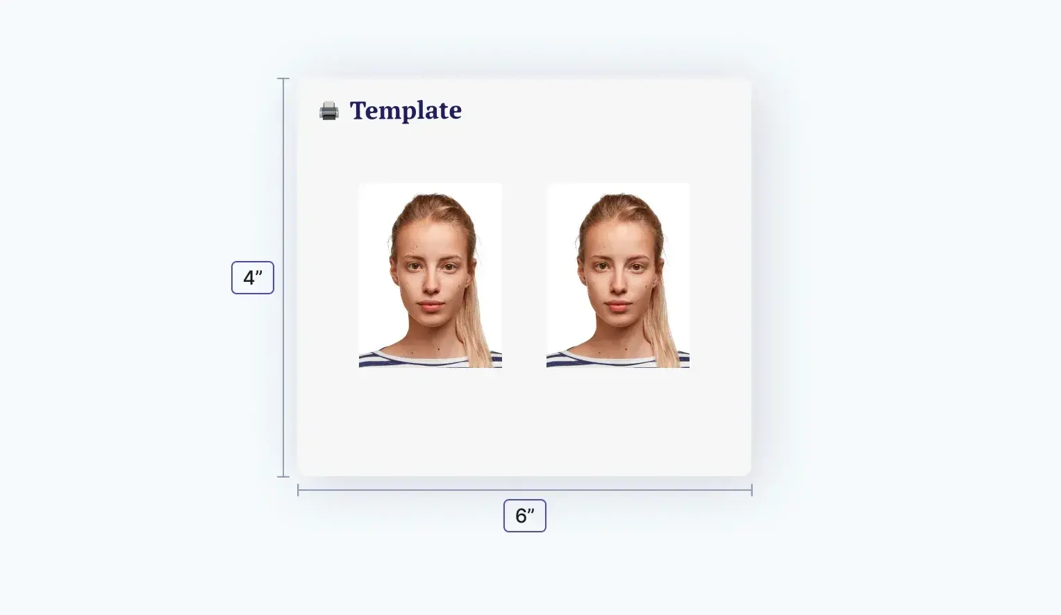 Two Kmart passport photos on a 4x6 template.