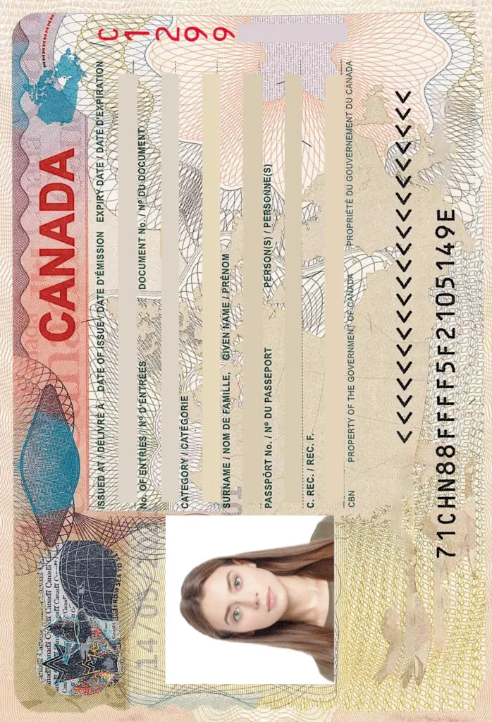 Visa to Canada 35x45 MM (3,5 X 4,5 CM)