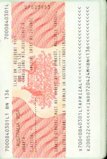 Visa to Australia 35x45 MM (3,5 X 4,5 CM)
