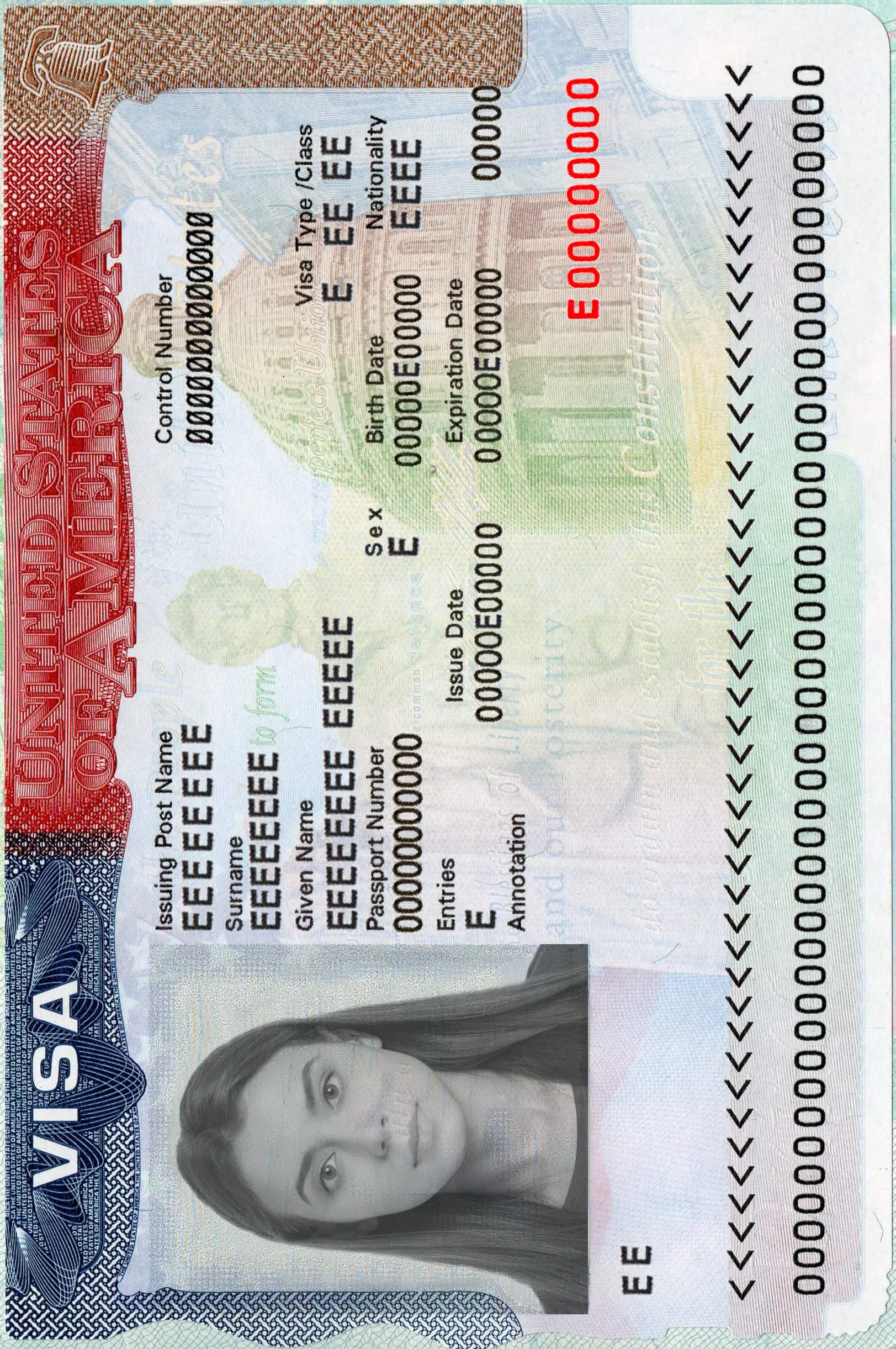 Foto del visado para EE.UU.