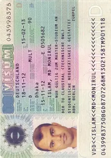 Germany Visa 35x45 MM (3,5 X 4,5 CM)
