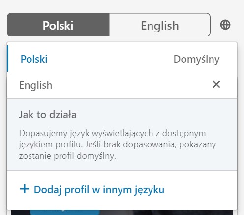 LinkedIn dodaj profil w innym języku