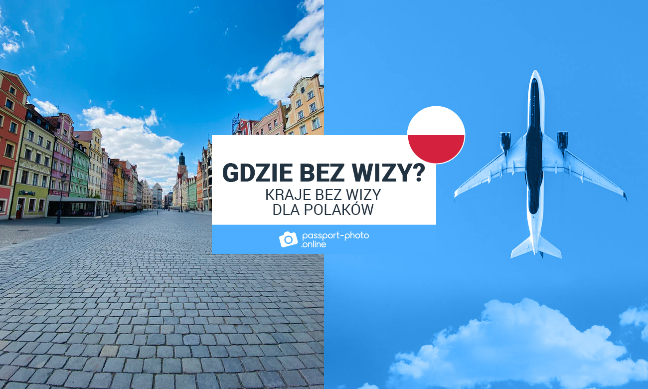 Ulica polskiego miasta oraz samolot w niebie