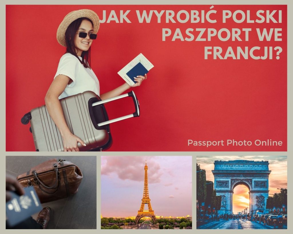 Ulicy w Paryżu oraz młoda kobieta z walizką oraz paszportem i dokumentami