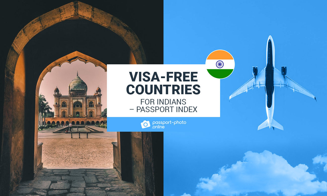 A building in India and an airplane flying in the sky. It says "Visa-Free Countries for Indians"