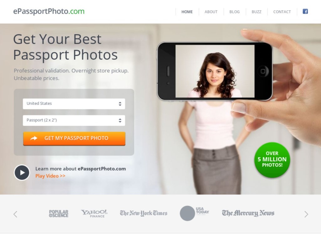ePassportPhoto’s main page is up to the standard of a quality service.