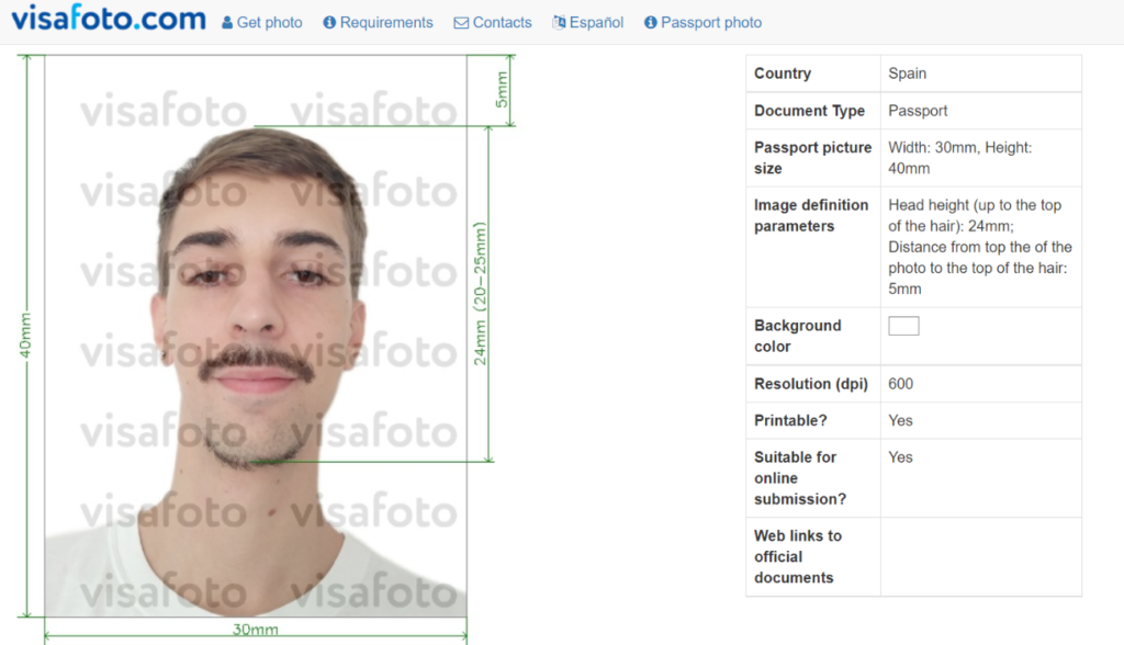 A young man appears crooked in his passport photo preview.