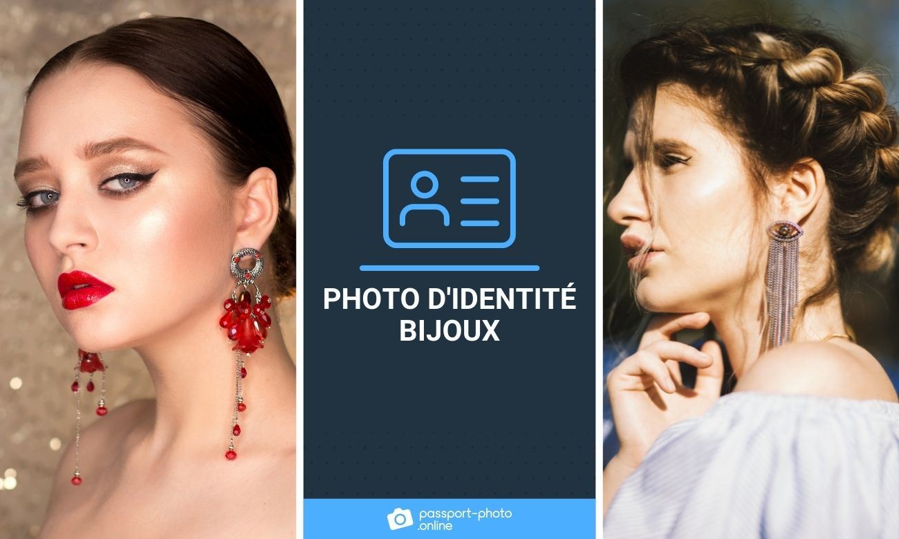 Photos de femmes portant des bijoux. Le texte dit "Photo d'identité bijoux".
