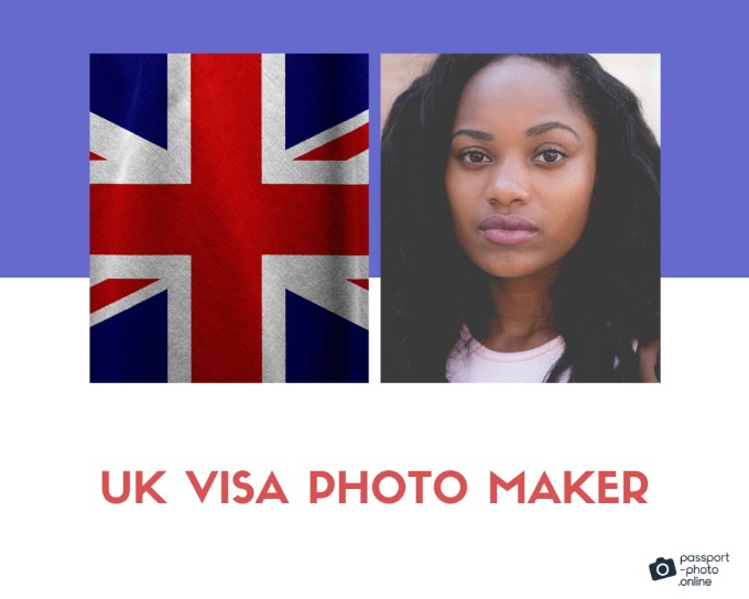 On the left, the flag of the United Kingdom. On the right, a girl poses for a photo.