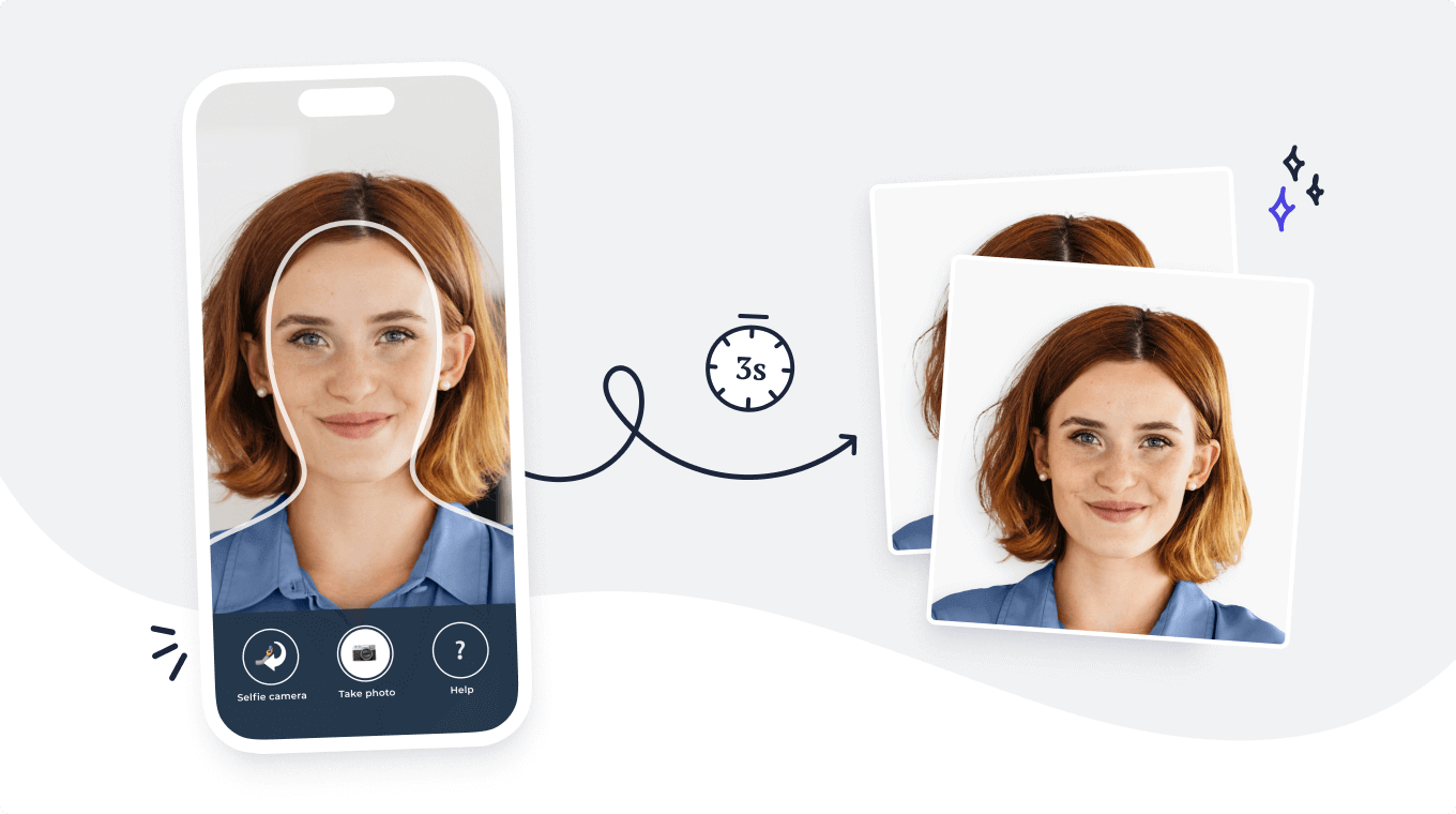 A picture converted into a government-compliant passport photo in 3 seconds using the Passport Photo Online mobile app.