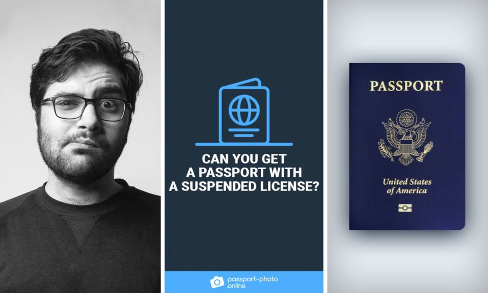 a man in glasses with different face expression and US passport