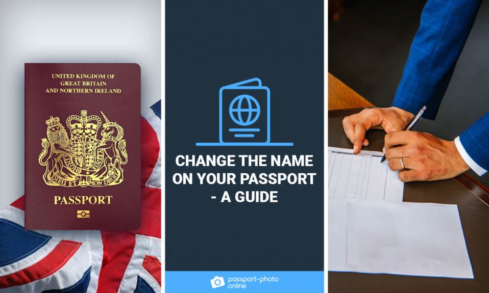 A passport, a Union Jack and a man in a blue suit signing his name.