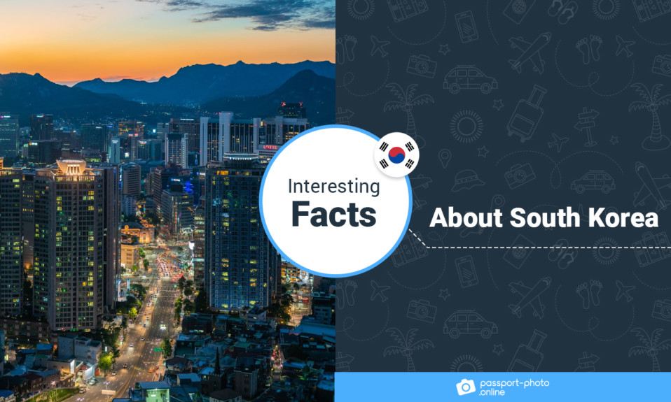 Seoul at night time. The text says "Interesting facts about South Korea"