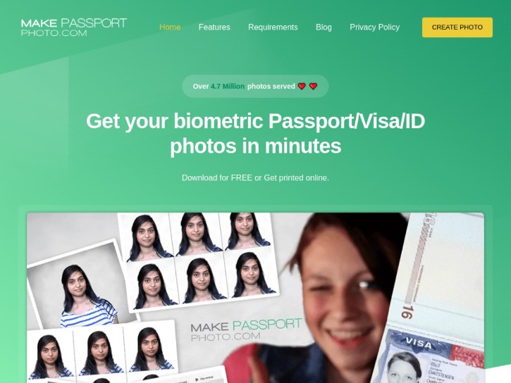 Ein Screenshot einer lächelnden Frau, die ihr Visum mit ihren biometrischen Fotos hält