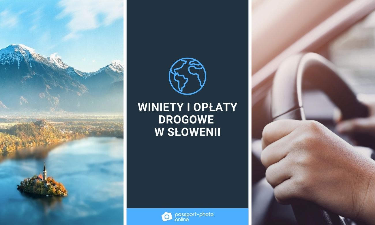 widok na góry i jezioro w Słowenii oraz kierowca prowadzący samochód