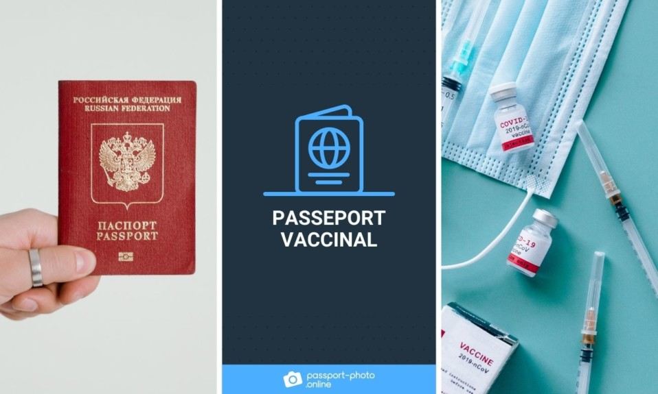 Photos des vaccins et du passeport. Il est ecrit "passeport vaccinal".
