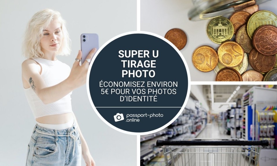 Une fille blonde prend un selfie, un caddie au supermarché et des pièces de monnaie sur la table.