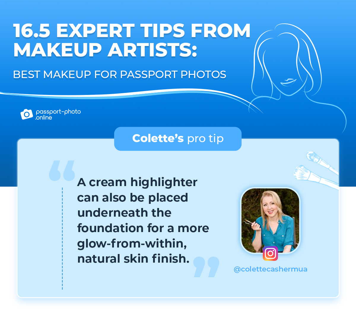 Professional tip to apply a cream highlighter under your foundation for a more natural look.