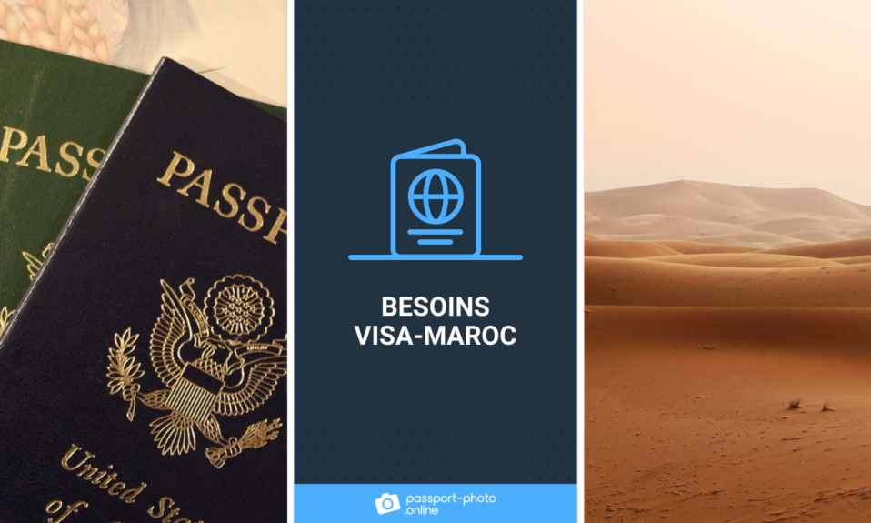 Une photo d'un passeport et un desert au Maroc.