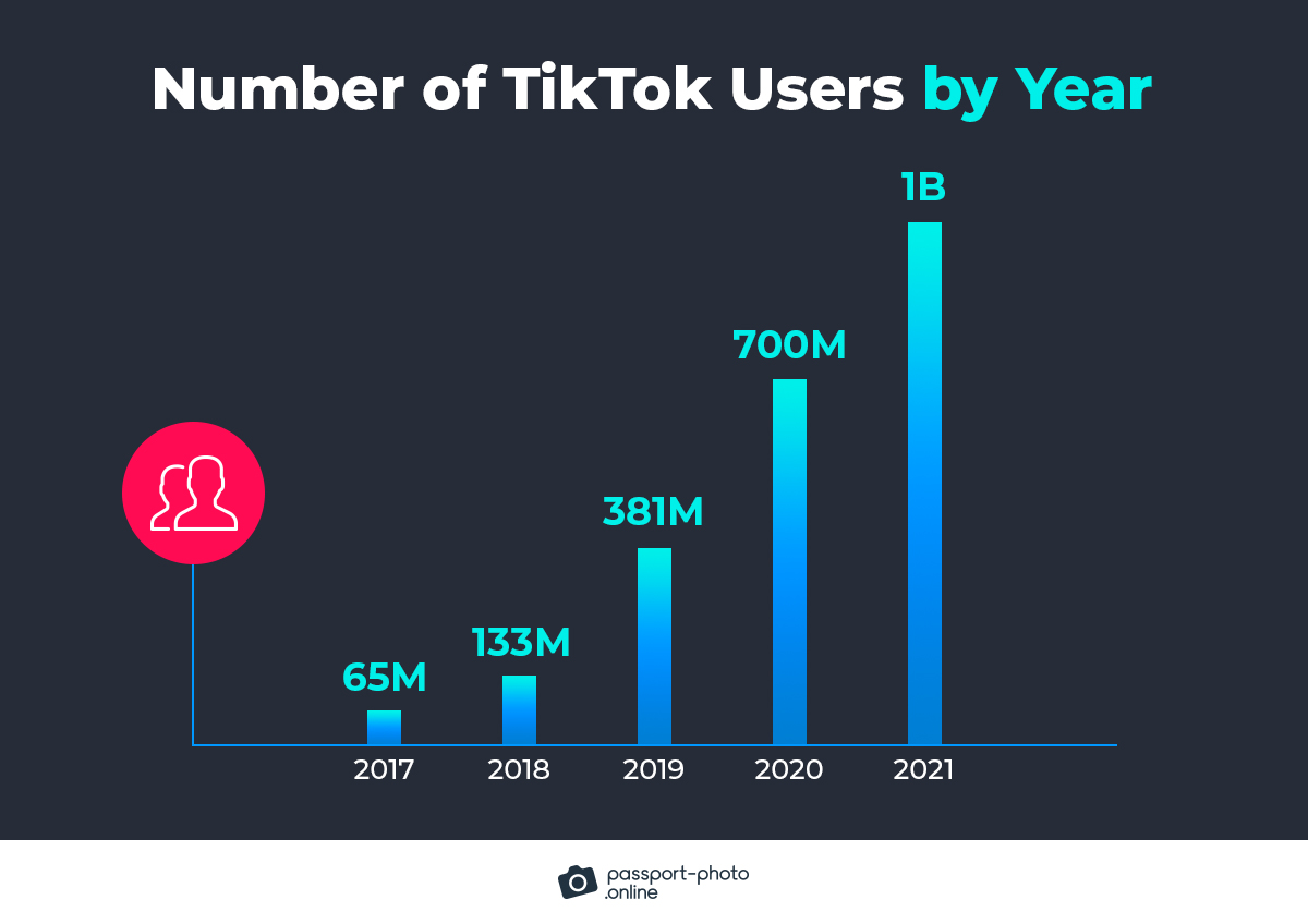 number of TikTok users by year