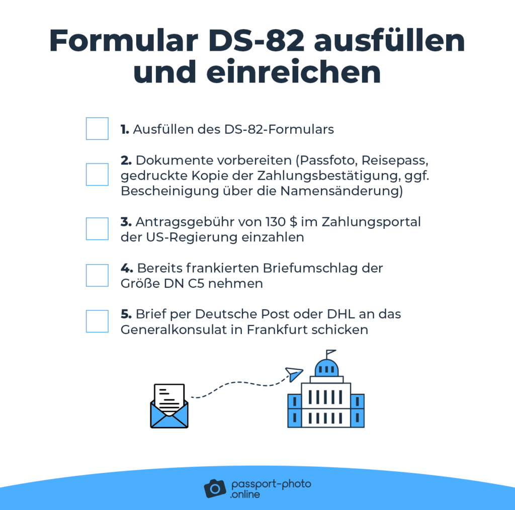 Checkliste fur das DS-82-Formular fur eine Verlangerung des US-Passes.