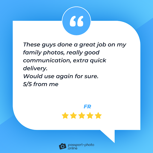 Testimonial of a user who took pictures to renew the passport using Passport Photo Online app