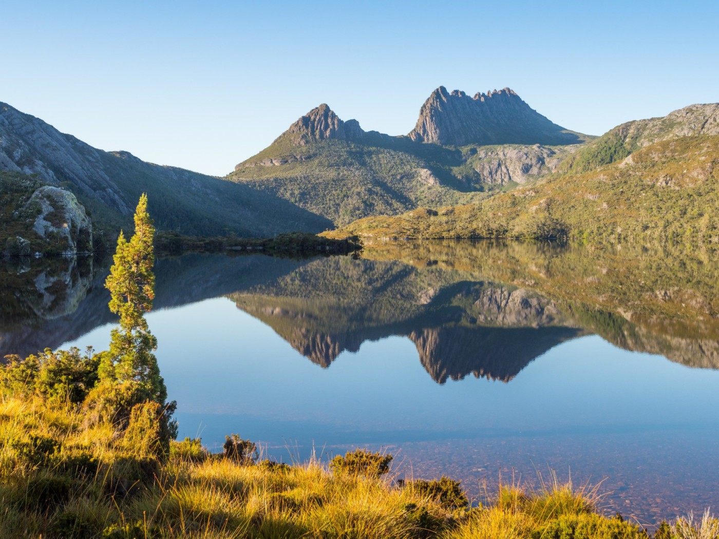 Cradle Mountain and Dove Lake in the Cradle Mountain - Lake St Clair National Park in Tasmania, Australia.