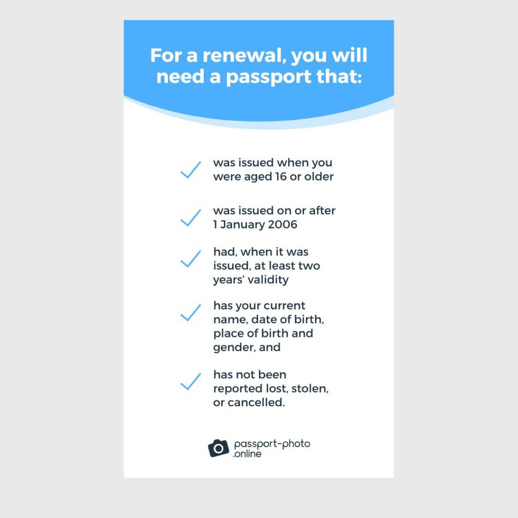 List of conditions for Australian passport renewal process.