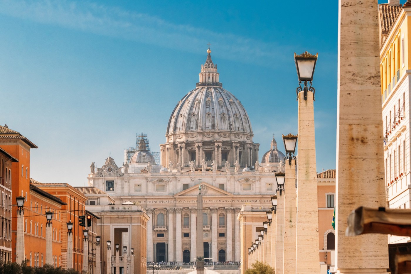 Vatican, Italy. St. Peter's Square With Papal Basilica Of St. Peter Near Rome.