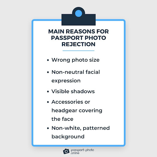 main reasons for rejected U.S. passport photo