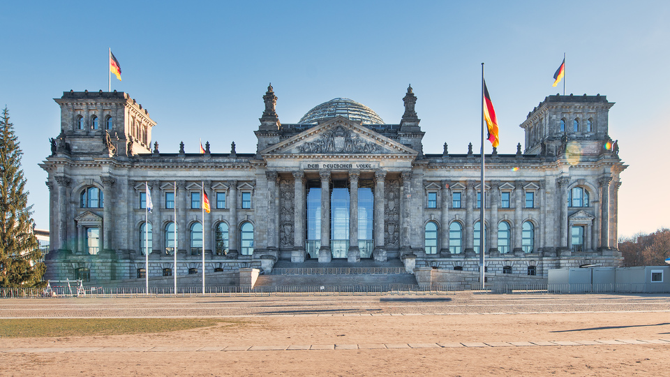 Reichstag building in Berlin. Building of the German Bundestag. Parliament building