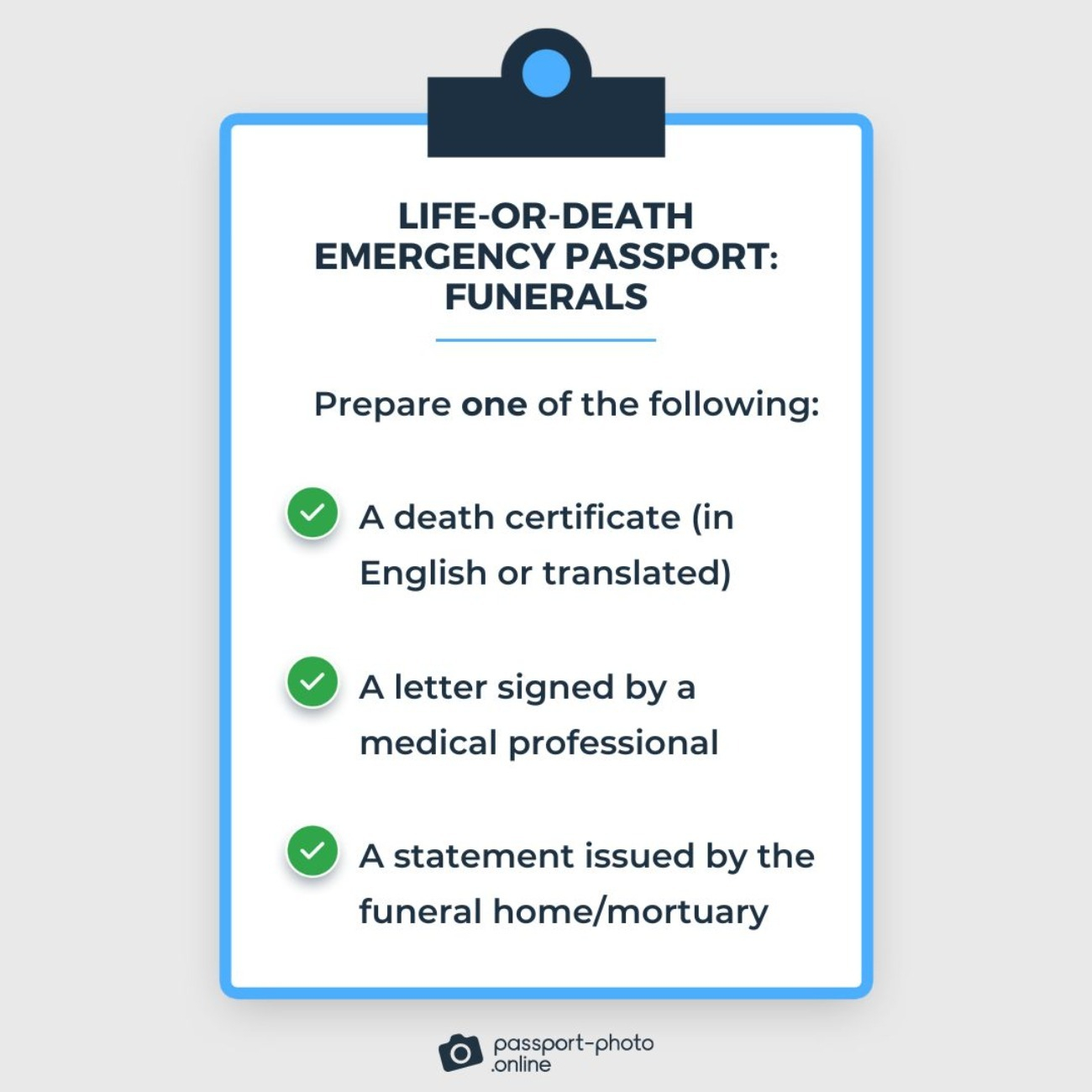 Documents needed to get a U.S. emergency passport in the case of funerals abroad