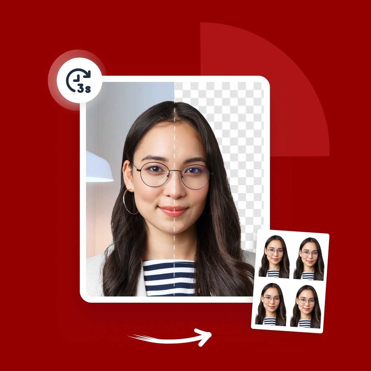 An image showing how Passport Photo Online changes regular pictures to passport photos.