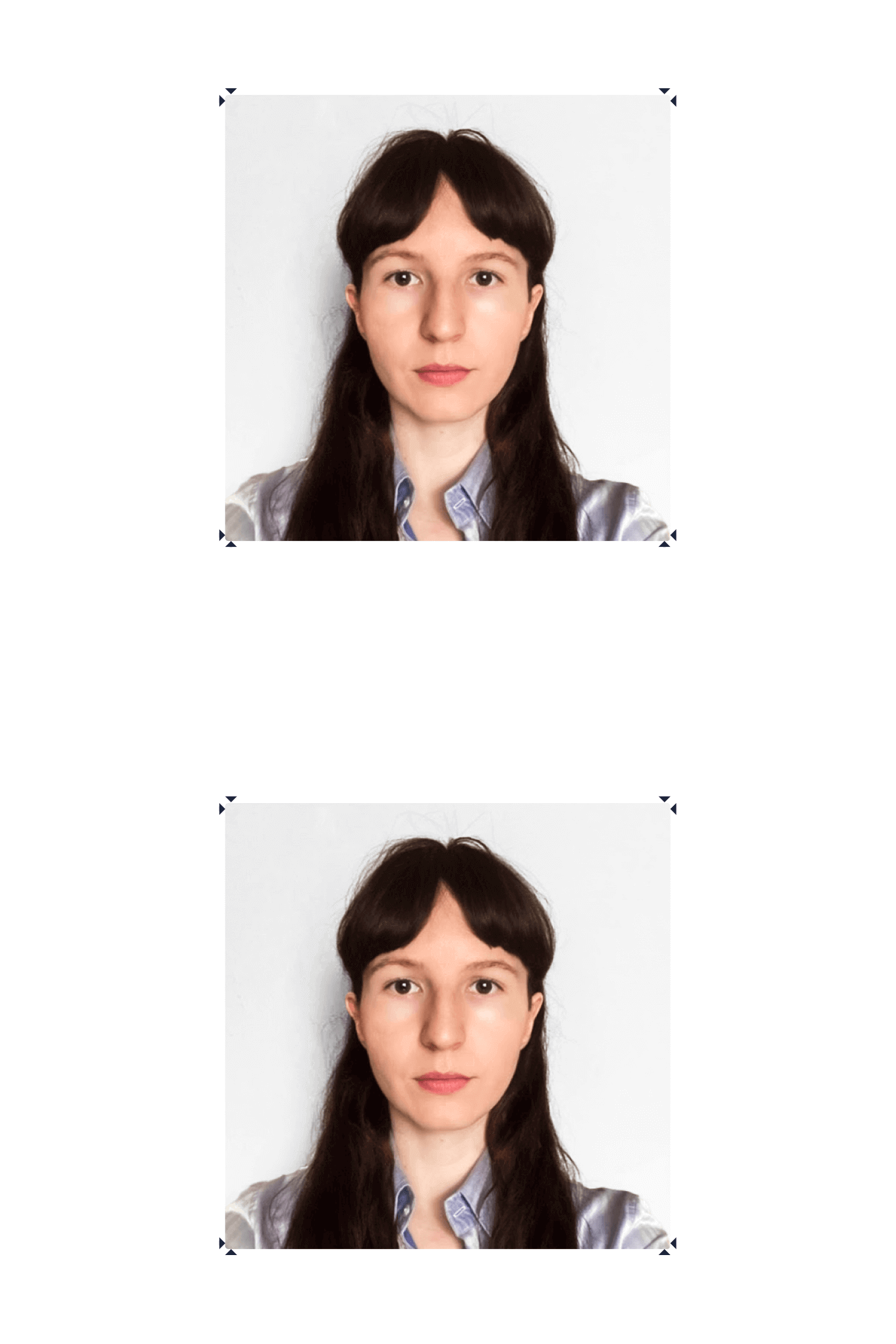 An example of the correct 4x6 passport photo template.