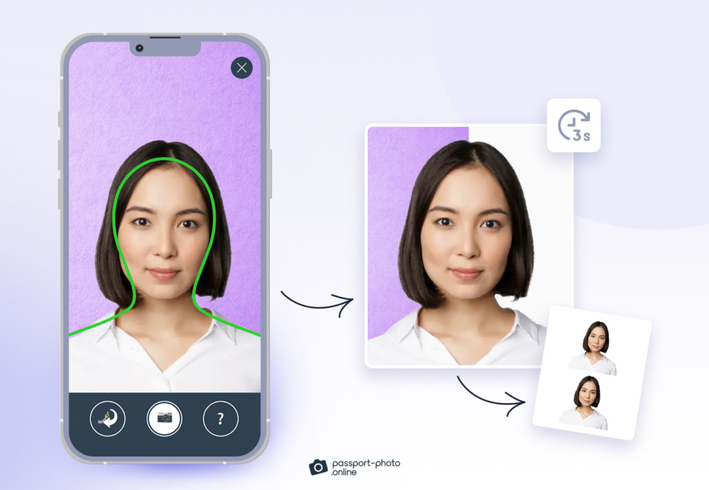 An image showing how to use Passport Photo Online on mobile.