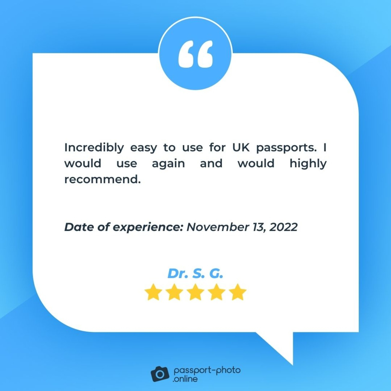 A 5-star review of Passport Photo Online’s ability to provide UK passport photos in the U.S.