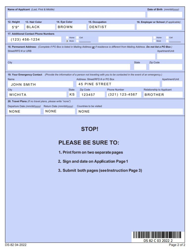 Ds 82 Passport Form Filling Instructions With Examples 8263