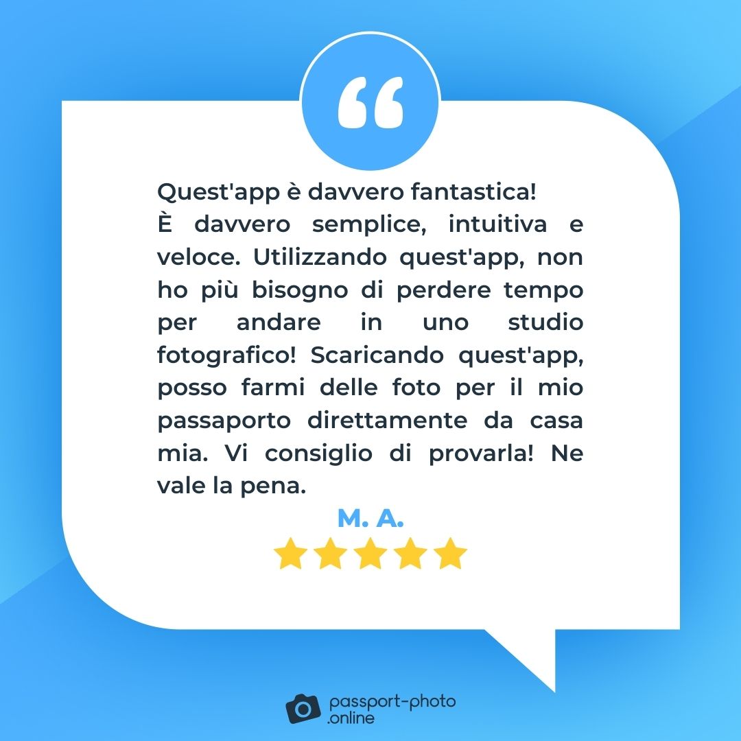 una recensione positiva di Passport Photo Online lasciata su Trustpilot.