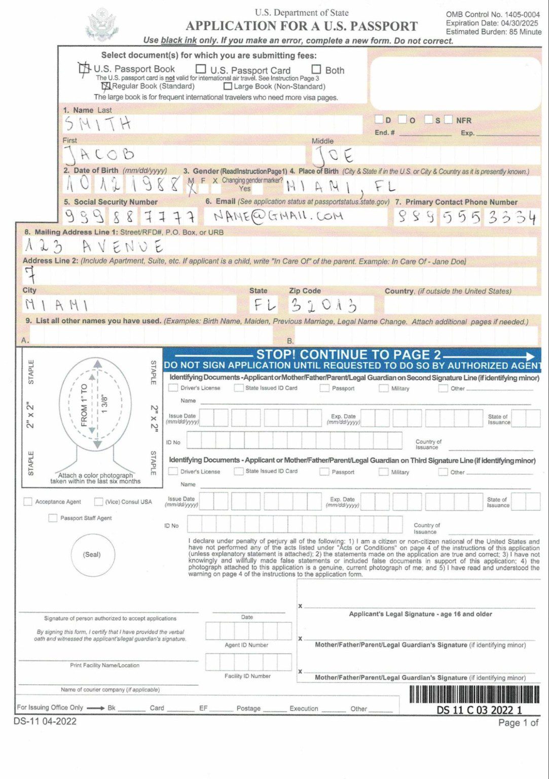 Sample How To Fill Out Passport Application For Child