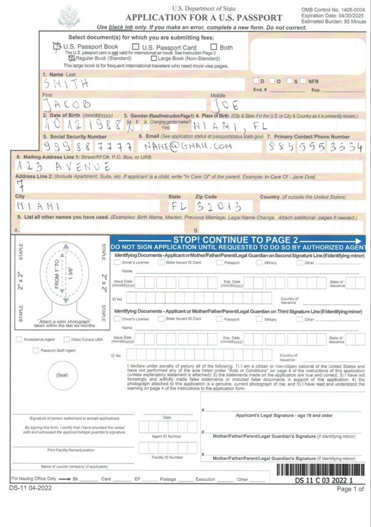 DS 11 Passport Form First Time And Renewals