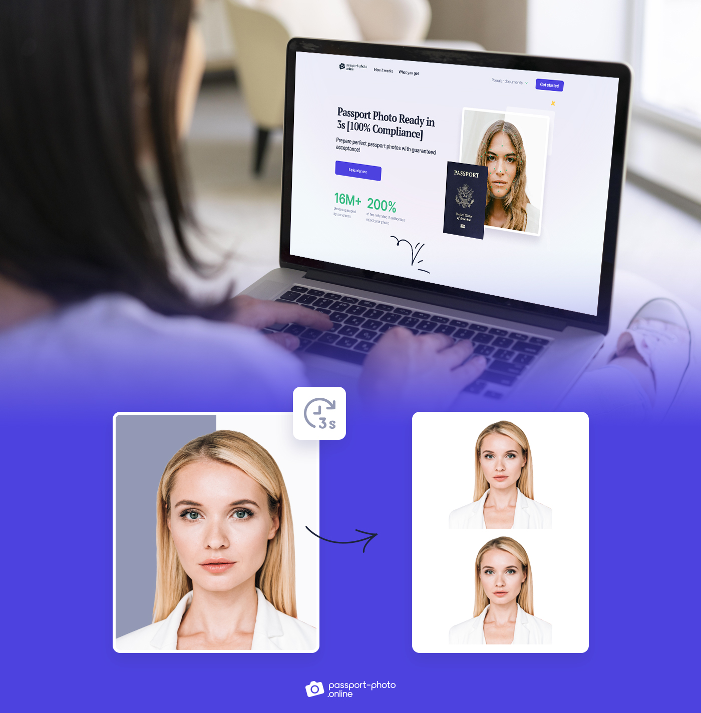 3 steps of automatically creating US passport photos online at home
