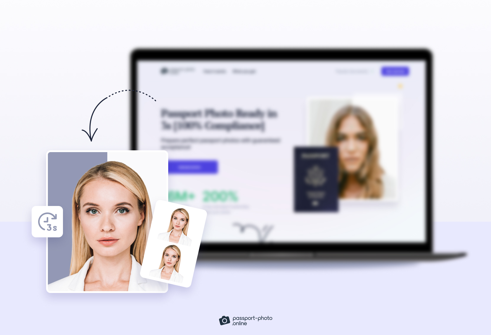 A woman uploads an existing photo to Passport Photo Online’s website and instantly receives a compliant passport photo.