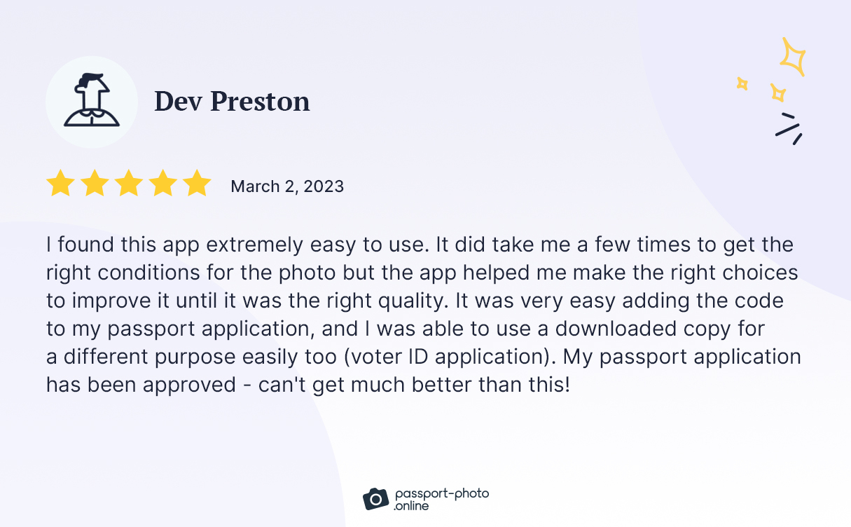 positive user comment reviews of the best US passport photo app for mobile