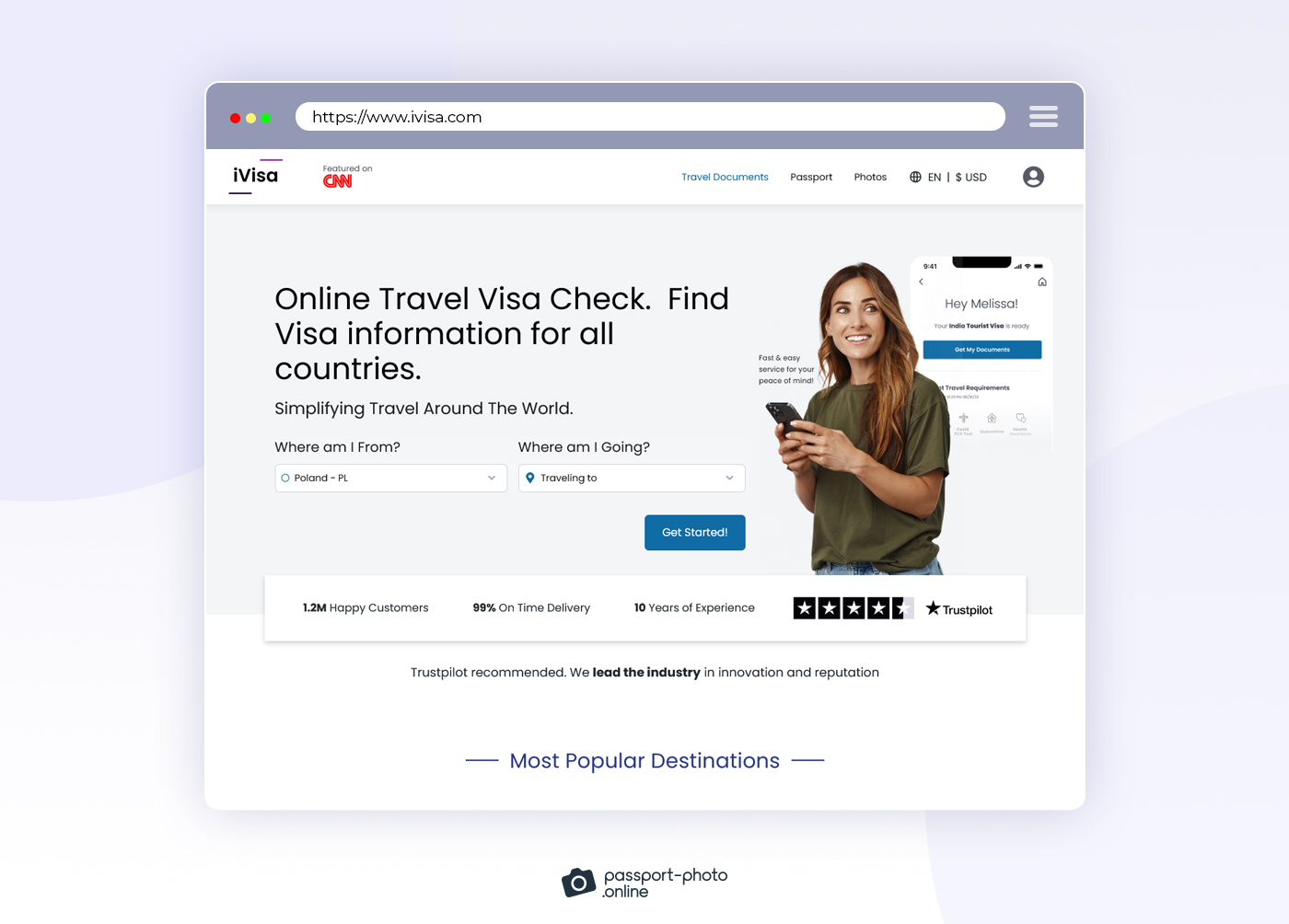 iVisa is a service that provides customers with passport photos.