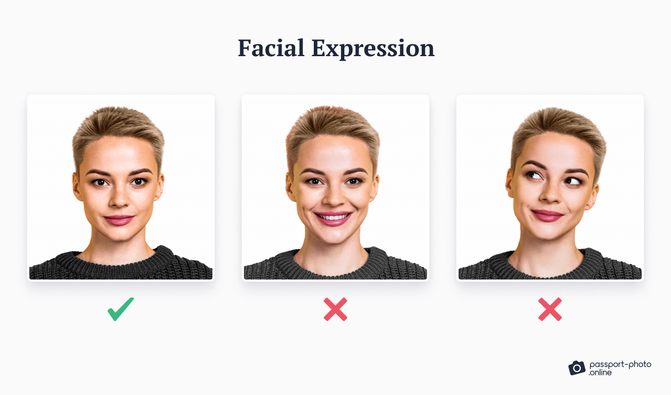 Three photos: one showing a neutral facial expression, the other two: smiling and looking away.