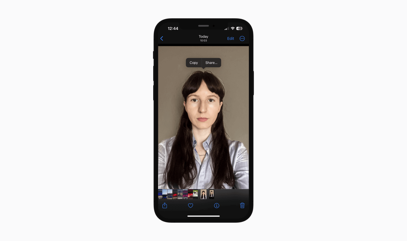 Removing the background of a passport photo with the iPhones new feature.