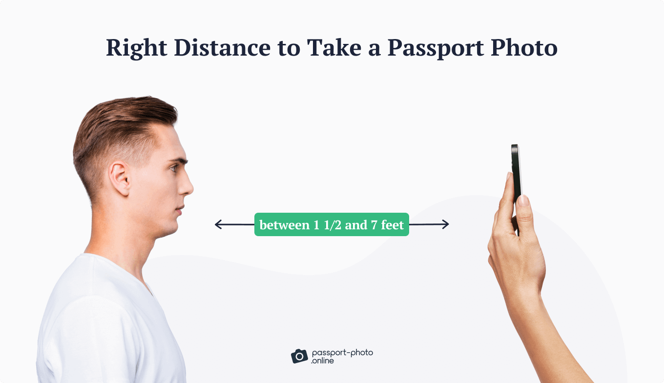 An example of the right distance to take a passport photo.